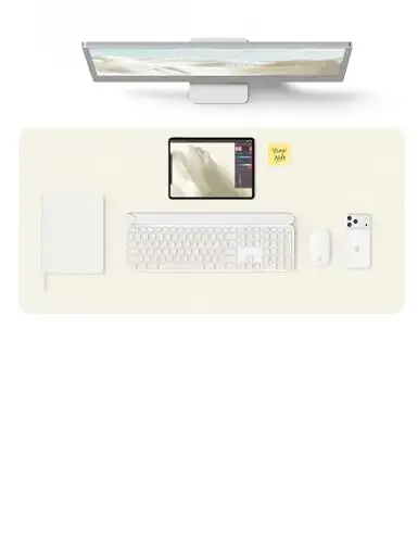 YSAGi Leather Desk Protector, Office Mat, Large Mouse Mat, Non-Slip PU Leather Blotter, Laptop Desk, Waterproof Writing Pad for Office and Home (Cream, 35.4