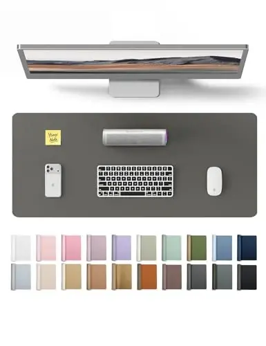 YSAGi Leather Desk Protector, Office Mat, Large Mouse Mat, Non-Slip PU Leather Blotter, Laptop Desk, Waterproof Writing Pad for Office and Home (Dark Grey, 23.6