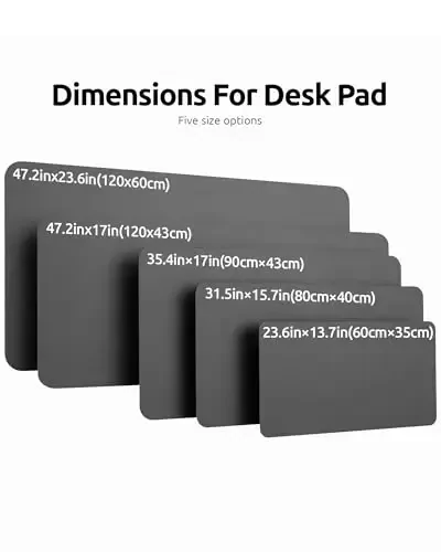 YSAGi Leather Desk Protector, Office Mat, Large Mouse Mat, Non-Slip PU Leather Blotter, Laptop Desk, Waterproof Writing Pad for Office and Home (Dark Grey, 23.6
