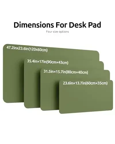 YSAGi Leather Desk Protector, Office Mat, Large Mouse Mat, Non-Slip PU Leather Blotter, Laptop Desk, Waterproof Writing Pad for Office and Home (Green, 47.2