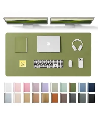 YSAGi Leather Desk Protector, Office Mat, Large Mouse Mat, Non-Slip PU Leather Blotter, Laptop Desk, Waterproof Writing Pad for Office and Home (Green, 47.2