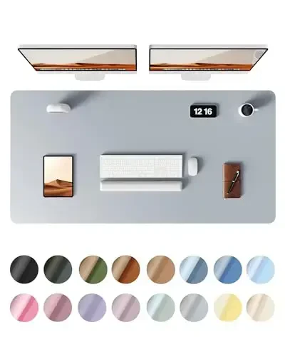 YSAGi Leather Desk Protector, Office Mat, Large Mouse Mat, Non-Slip PU Leather Blotter, Laptop Desk, Waterproof Writing Pad for Office and Home (Light Grey, 47.2