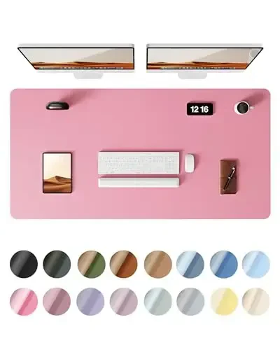 YSAGi Leather Desk Protector, Office Mat, Large Mouse Mat, Non-Slip PU Leather Blotter, Laptop Desk, Waterproof Writing Pad for Office and Home (Pink, 47.2