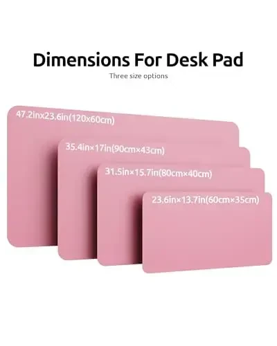 YSAGi Leather Desk Protector, Office Mat, Large Mouse Mat, Non-Slip PU Leather Blotter, Laptop Desk, Waterproof Writing Pad for Office and Home (Pink, 47.2