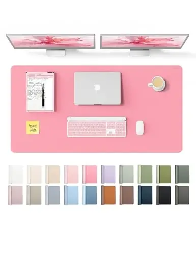 YSAGi Leather Desk Protector, Office Mat, Large Mouse Mat, Non-Slip PU Leather Blotter, Laptop Desk, Waterproof Writing Pad for Office and Home (Pink, 47.2