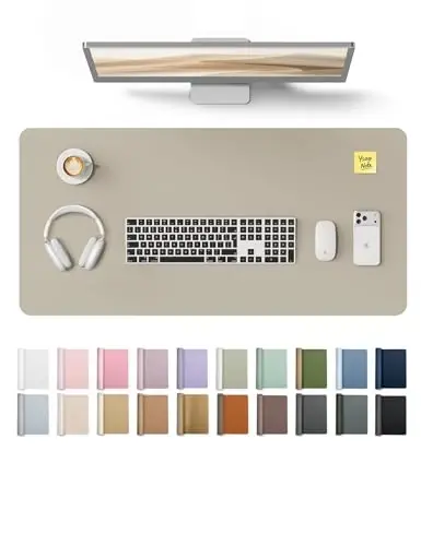 YSAGi Leather Desk Protector, Office Mat, Large Mouse Mat, Non-Slip PU Leather Blotter, Laptop Desk, Waterproof Writing Pad for Office and Home (Sage Green, 31.5