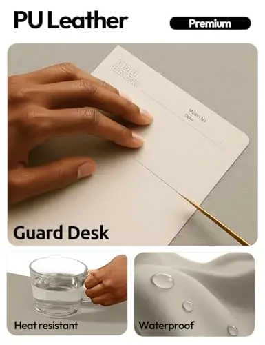 YSAGi Leather Desk Protector, Office Mat, Large Mouse Mat, Non-Slip PU Leather Blotter, Laptop Desk, Waterproof Writing Pad for Office and Home (Sage Green, 31.5