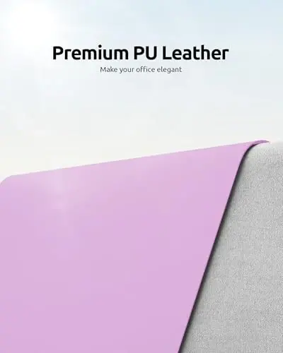 YSAGi Leather Desk Protector, Office Mat, Large Mouse Mat, Non-Slip PU Leather Blotter, Laptop Desk, Waterproof Writing Pad for Office and Home (Taro Purple, 35.4