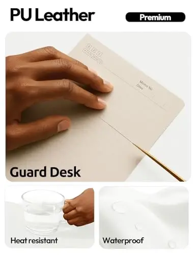 YSAGi Leather Desk Protector, Office Mat, Large Mouse Mat, Non-Slip PU Leather Blotter, Laptop Desk, Waterproof Writing Pad for Office and Home (White, 23.6