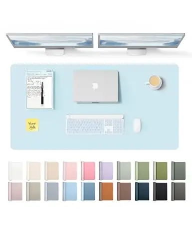 YSAGi Leather Desk Protector, Office Mat, Large Mouse Mat, Non-Slip PU Leather Blotter, Laptop Pad, Waterproof Writing Pad for Office and Home (Baby Blue, 47.2