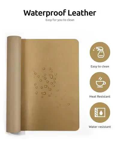 YSAGi Leather Desk Protector, Office Mat, Large Mouse Mat, Non-Slip PU Leather Blotter, Laptop Pad, Waterproof Writing Pad for Office and Home (Bronze, 31.5