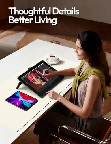 YSAGi Leather Desk Protector, Office Mat, Large Mouse Mat, Non-Slip PU Leather Blotter, Laptop Pad, Waterproof Writing Pad for Office and Home (Cream, 47