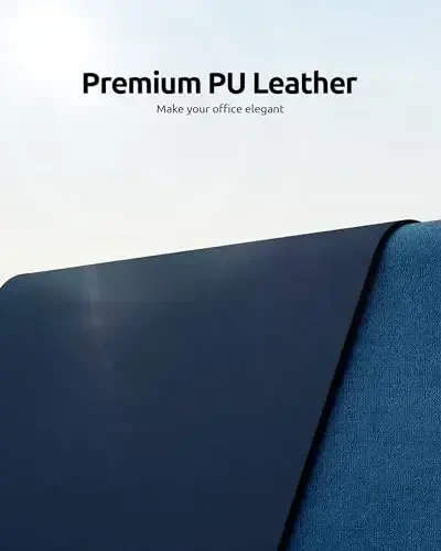 YSAGi Leather Desk Protector, Office Mat, Large Mouse Mat, Non-Slip PU Leather Blotter, Laptop Pad, Waterproof Writing Pad for Office and Home (Dark Blue, 35.4