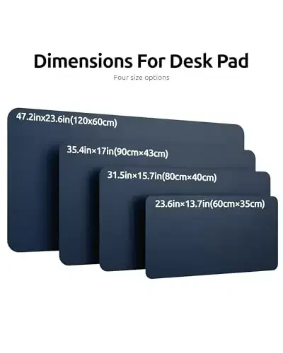 YSAGi Leather Desk Protector, Office Mat, Large Mouse Mat, Non-Slip PU Leather Blotter, Laptop Pad, Waterproof Writing Pad for Office and Home (Dark Blue, 47.2