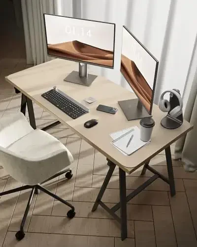 YSAGi Leather Desk Protector, Office Mat, Large Mouse Mat, Non-Slip PU Leather Blotter, Laptop Pad, Waterproof Writing Pad for Office and Home (Eggshell, 47.2