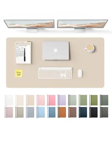 YSAGi Leather Desk Protector, Office Mat, Large Mouse Mat, Non-Slip PU Leather Blotter, Laptop Pad, Waterproof Writing Pad for Office and Home (Eggshell, 47.2
