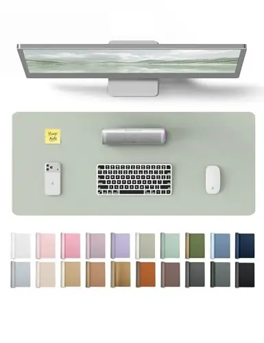 YSAGi Leather Desk Protector, Office Mat, Large Mouse Mat, Non-Slip PU Leather Blotter, Laptop Pad, Waterproof Writing Pad for Office and Home (Grayish Green, 23.6