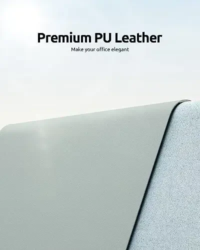 YSAGi Leather Desk Protector, Office Mat, Large Mouse Mat, Non-Slip PU Leather Blotter, Laptop Pad, Waterproof Writing Pad for Office and Home (Grayish Green, 31.5