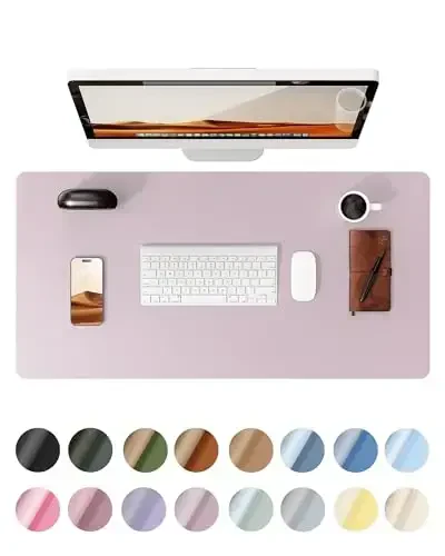 YSAGi Leather Desk Protector, Office Mat, Large Mouse Mat, Non-Slip PU Leather Blotter, Laptop Pad, Waterproof Writing Pad for Office and Home (Grayish Lavender, 35.4