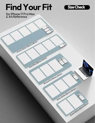 YSAGi Leather Desk Protector, Office Mat, Large Mouse Mat, Non-Slip PU Leather Blotter, Laptop Pad, Waterproof Writing Pad for Office and Home (Ice Blue, 35.4