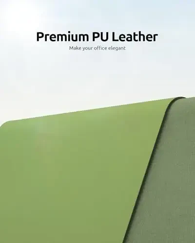 YSAGi Leather Desk Protector, Office Mat, Large Mouse Mat, Non-Slip PU Leather Blotter, Laptop Pad, Waterproof Writing Pad for Office and Home (Leaf Green, 23.6