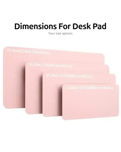 YSAGi Leather Desk Protector, Office Mat, Large Mouse Mat, Non-Slip PU Leather Blotter, Laptop Pad, Waterproof Writing Pad for Office and Home (Light Pink, 47.2