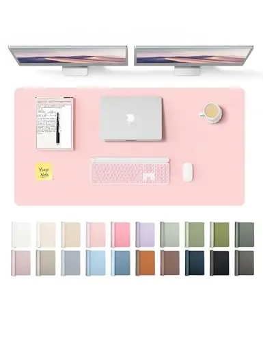 YSAGi Leather Desk Protector, Office Mat, Large Mouse Mat, Non-Slip PU Leather Blotter, Laptop Pad, Waterproof Writing Pad for Office and Home (Light Pink, 47.2