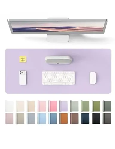 YSAGi Leather Desk Protector, Office Mat, Large Mouse Mat, Non-Slip PU Leather Blotter, Laptop Pad, Waterproof Writing Pad for Office and Home (Light Purple, 23.6