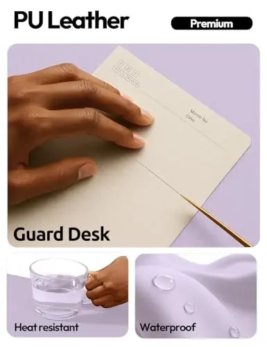 YSAGi Leather Desk Protector, Office Mat, Large Mouse Mat, Non-Slip PU Leather Blotter, Laptop Pad, Waterproof Writing Pad for Office and Home (Light Purple, 23.6