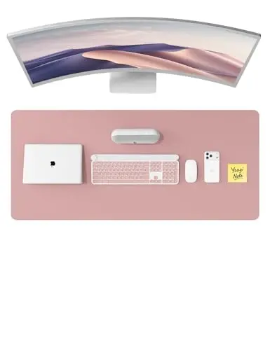 YSAGi Leather Desk Protector, Office Mat, Large Mouse Mat, Non-Slip PU Leather Blotter, Laptop Pad, Waterproof Writing Pad for Office and Home (Pale Mauve, 47