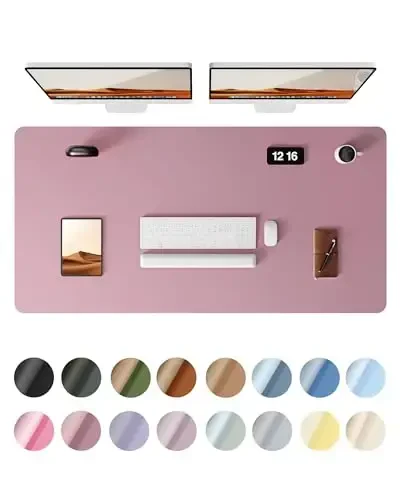 YSAGi Leather Desk Protector, Office Mat, Large Mouse Mat, Non-Slip PU Leather Blotter, Laptop Pad, Waterproof Writing Pad for Office and Home (Pale Mauve, 47.2