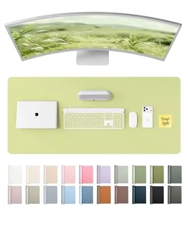 YSAGi Leather Desk Protector, Office Mat, Large Mouse Mat, Non-Slip PU Leather Blotter, Laptop Pad, Waterproof Writing Pad for Office and Home (Peak Green, 47