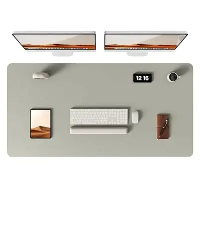 YSAGi Leather Desk Protector, Office Mat, Large Mouse Mat, Non-Slip PU Leather Blotter, Laptop Pad, Waterproof Writing Pad for Office and Home (Sage Green, 47.2