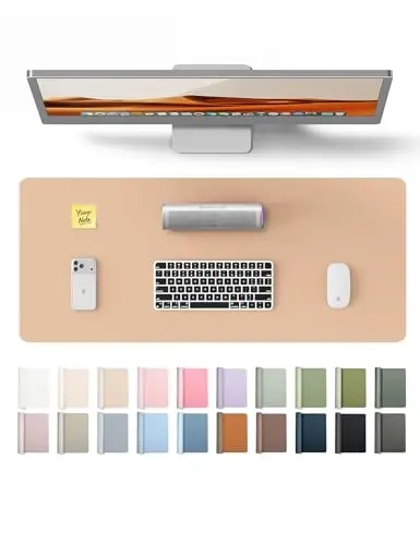 YSAGi Leather Desk Protector, Office Mat, Large Mouse Pad, Non-Slip PU Leather Blotter, Laptop Desk, Waterproof Writing Pad for Office and Home (Latte, 23.6