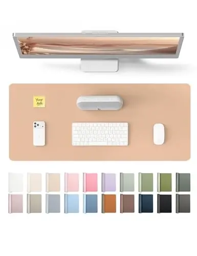 YSAGi Leather Desk Protector, Office Mat, Large Mouse Pad, Non-Slip PU Leather Blotter, Laptop Desk, Waterproof Writing Pad for Office and Home (Latte, 23.6