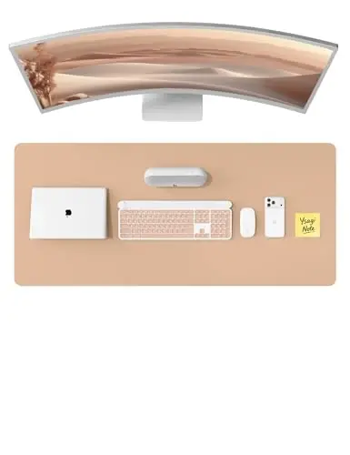 YSAGi Leather Desk Protector, Office Mat, Large Mouse Pad, Non-Slip PU Leather Blotter, Laptop Desk, Waterproof Writing Pad for Office and Home (Latte, 23.6