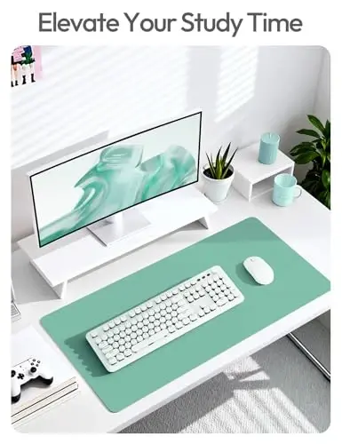 YSAGi teri stol himoya qilchasi, ofis matrasi, katta sichqoncha matrasi, sirpanmaydigan PU teri, noutbuk stol matrasi, ofis va uy uchun suv o'tkazmaydigan yozish uchun yostiqcha (Yashil-Ko'k, 63