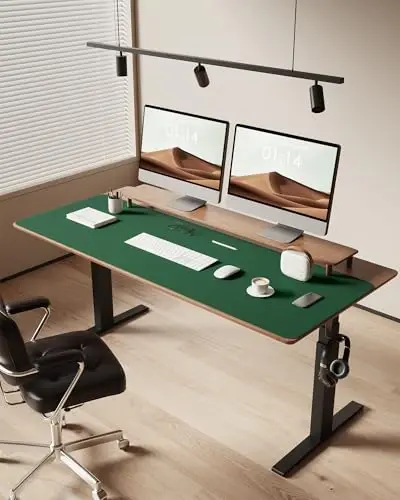 YSAGi Teri Stol Ustidagi Himoya, Ofis Stoli Gilami, Katta Sichqoncha Gilami, Sirpanmaydigan PU Teri Stol Qoplamasi, Noutbuk Stol Gilami, Ofis va Uy uchun Suv o'tkazmaydigan Stol Yozuv Gilami (Jade Yashil, 47