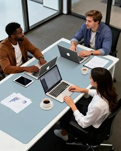 YSAGi Teri Stol Yostigʻi Himoya Qurilmasi, Ofis Stol Matosi, Katta Sichqoncha Matosi, Sirpanmaydigan PU Teri Stol Choyshab, Noutbuk Stol Yostigʻi, Ofis va Uy Uchun Suv Oʻtkazmaydigan Stol Yozish Yostigʻi (Muz Koʻk, 55