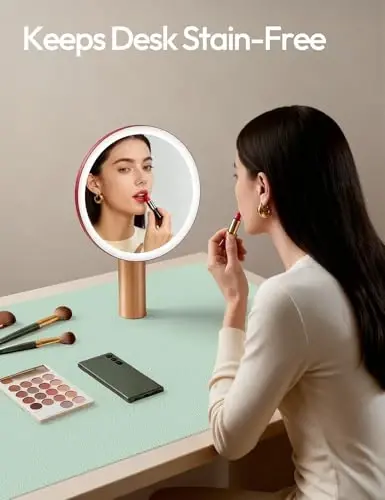 YSAGi Защитное покрытие для письменного стола, офисный коврик, большой коврик для мыши, нескользящая накладка из полиуретановой кожи, коврик для ноутбука, водонепроницаемый коврик для письма для офиса и дома (бледно-зеленый, 63 x 17,2 дюйма) - 4