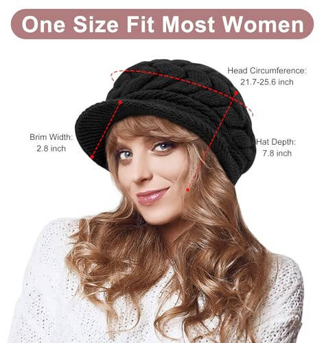 YSense 2 Pack Womens Winter Hats Warm Knit Hat Slouchy Beanie Cap with Brim Gifts - 2