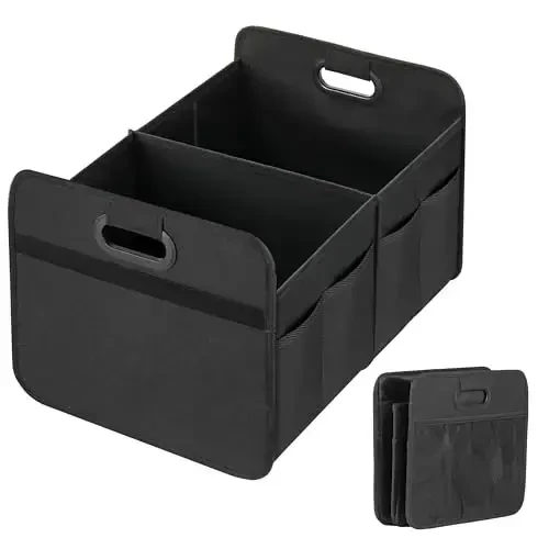 YSSOA 2 Compartments Car Trunk Organizer, 600D Oxford Polyester Car Storage, Anti-slip 14