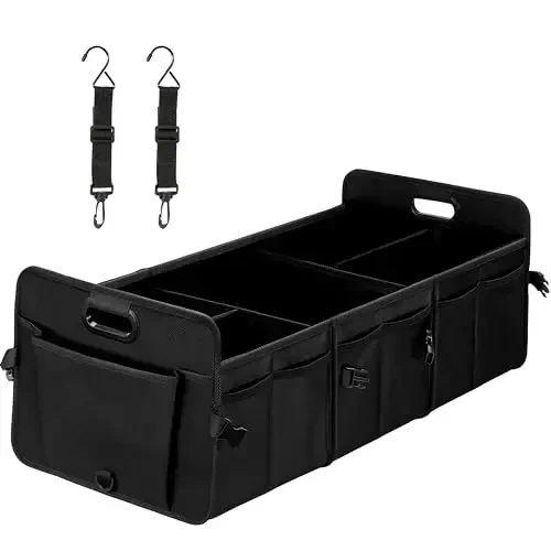 YSSOA Multi Compartments Car Trunk Organizer, 600D Anti-slip Waterproof Oxford Polyester Car Storage, with Adjustable Strap, 15