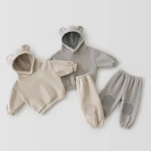 YTDSCS Girls Boys Tracksuit Clothes Outfits for Toddler Kids Solid Color Pullover Hoodie Sweatshirt Jogger Pants 2-Piece Set Baby Spring Fall Sweatsuit 3M-6Y - 5