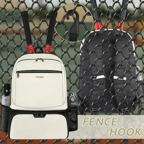 Ytonet Tennis Bag Tennis Backpack for Women Men 2 Rackets with Insulated Pocket Ventilated Shoe Compartment - 6