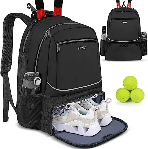 Ytonet Tennis Bag Tennis Backpack for Women Men 2 Rackets with Insulated Pocket Ventilated Shoe Compartment - 1
