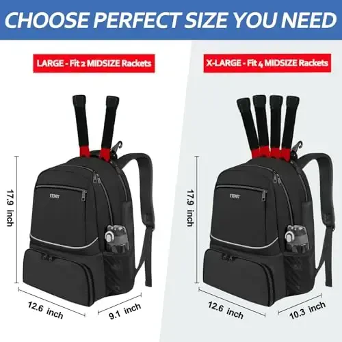 Ytonet Tennis Bag Tennis Backpack for Women Men 2 Rackets with Insulated Pocket Ventilated Shoe Compartment - YTONET (1)