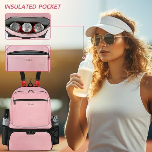 Ytonet Tennis Bag Tennis Backpack for Women Men 2 Rackets with Insulated Pocket Ventilated Shoe Compartment - 3