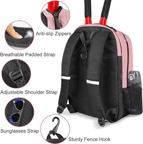 Ytonet Tennis Bag Tennis Backpack Ayollar va Erkaklar uchun 2 Raketka bilan Izolyatsiyalangan Cho'ntak Ventilyatsiya Qilingan Oyoq Kiyim Bo'limi bilan - 6