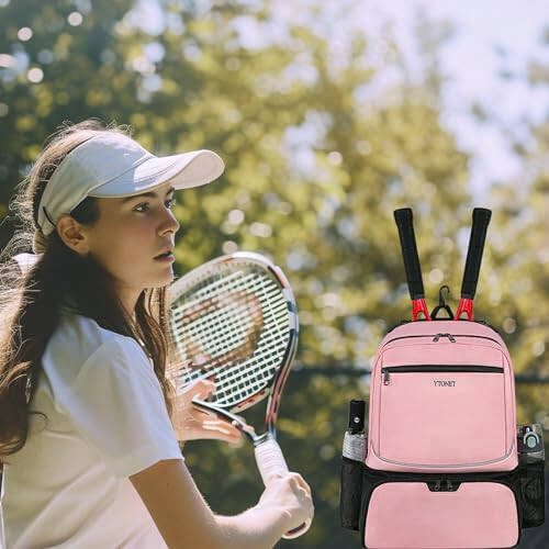 Ytonet Tennis Bag Tennis Backpack Ayollar va Erkaklar uchun 2 Raketka bilan Izolyatsiyalangan Cho'ntak Ventilyatsiya Qilingan Oyoq Kiyim Bo'limi bilan - 6